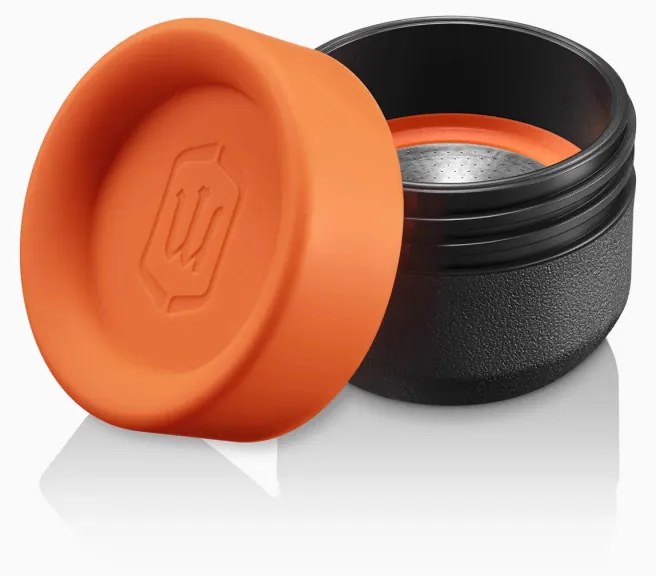 Set 2 adaptoare pentru espressoare Wacaco Minipresso GR2, 12 g, Husa, Negru/Portocaliu