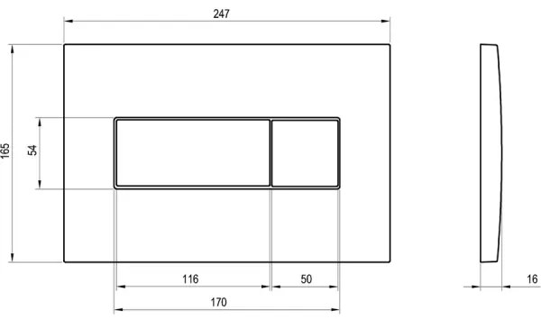 Ravak X01457 - Placă de acționare UNI 24,7 x 16,5 cm, albă