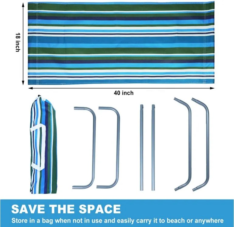 Set de 2 sezlonguri pliante pentru plaja SAND, albastru-alb