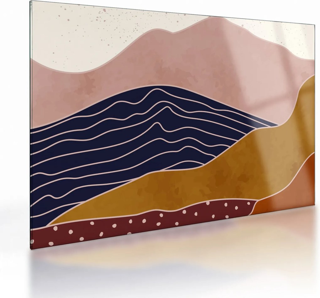 Tablou pe sticlă - Soarele deasupra munților (70x50 cm)