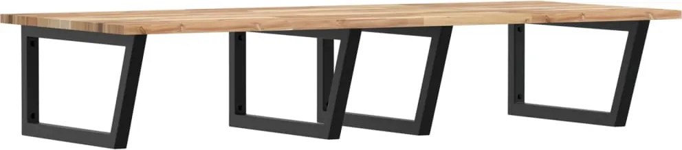 vidaXL Raft pentru lavoar montat pe perete, oțel și lemn masiv acacia