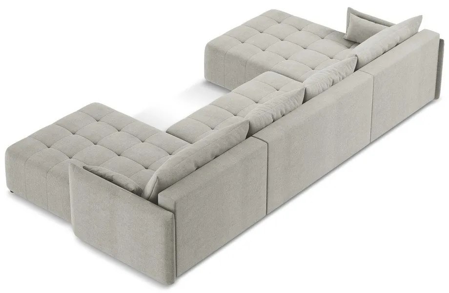 Colțar gri deschis extensibil/cu spațiu de depozitare (în formă de "U") Moku – Makamii