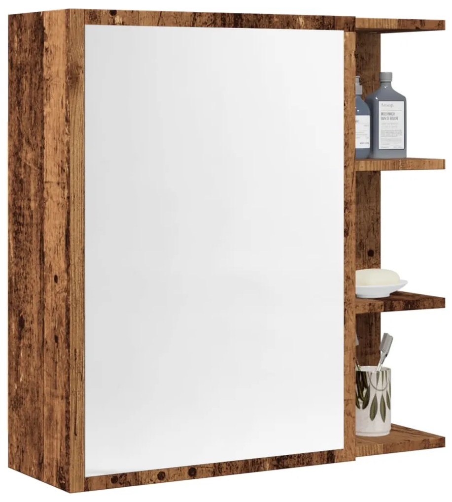 vidaXL Dulap baie cu oglindă lemn vechi 62,5x20,5x64 cm lemn prelucrat