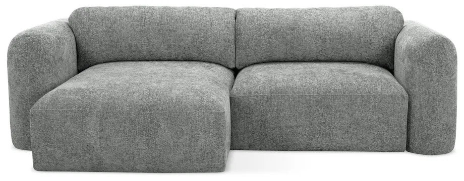 Colțar gri extensibil/cu spațiu de depozitare cu tapițerie din chenille (cu colț pe partea stângă/cu șezlong) Mele – Makamii