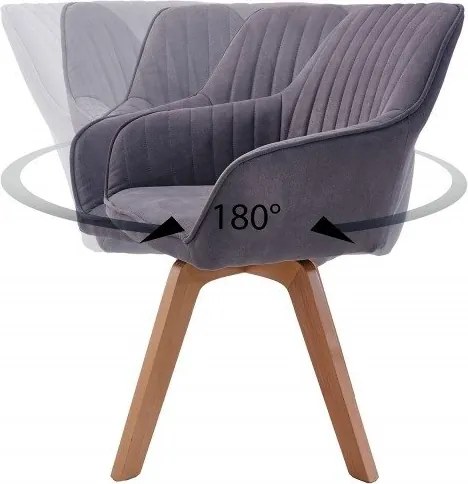 Set de 2 scaune pivotante Livorno microfibra gri vintage