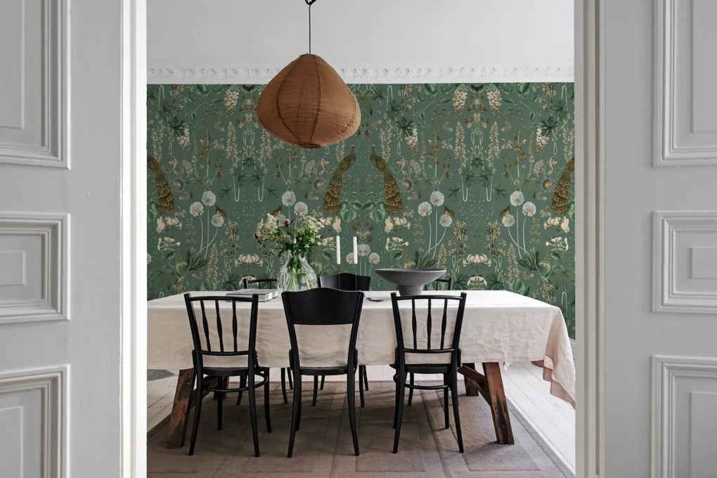 Fototapet, Peacock Garden, Green, Rebel Walls