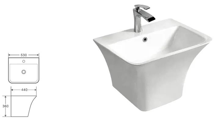Lavoar baie suspendat Fluminia Menad New cu preaplin, 53 cm, alb lucios