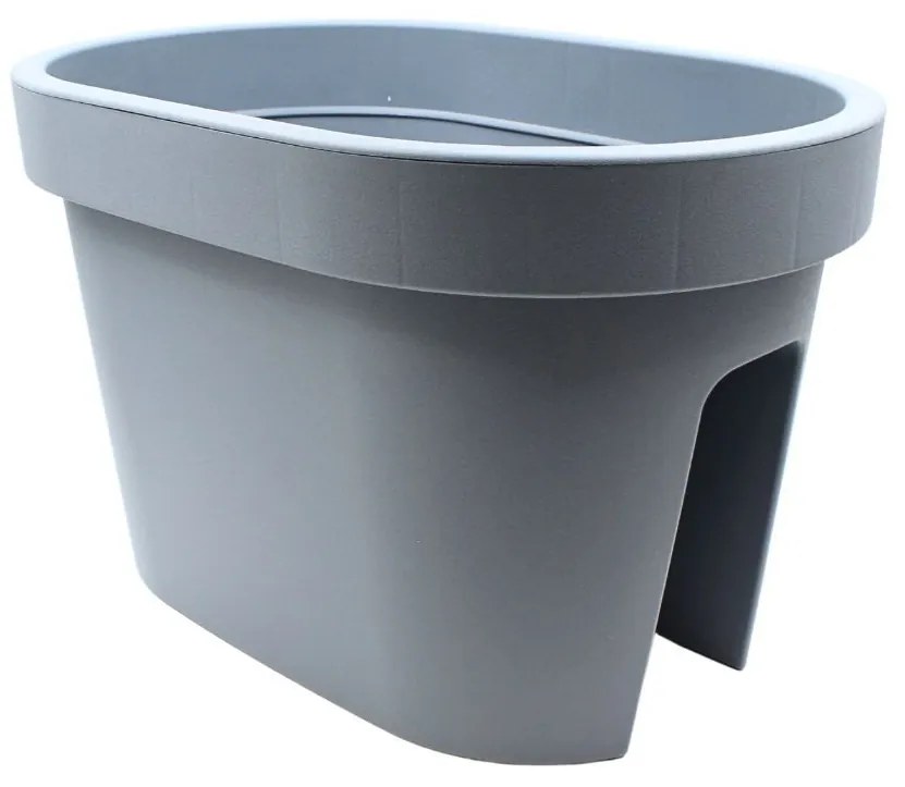 Ghiveci pentru balustradă, design oval, culoare gri antracit mat, 26x39.5x24 cm