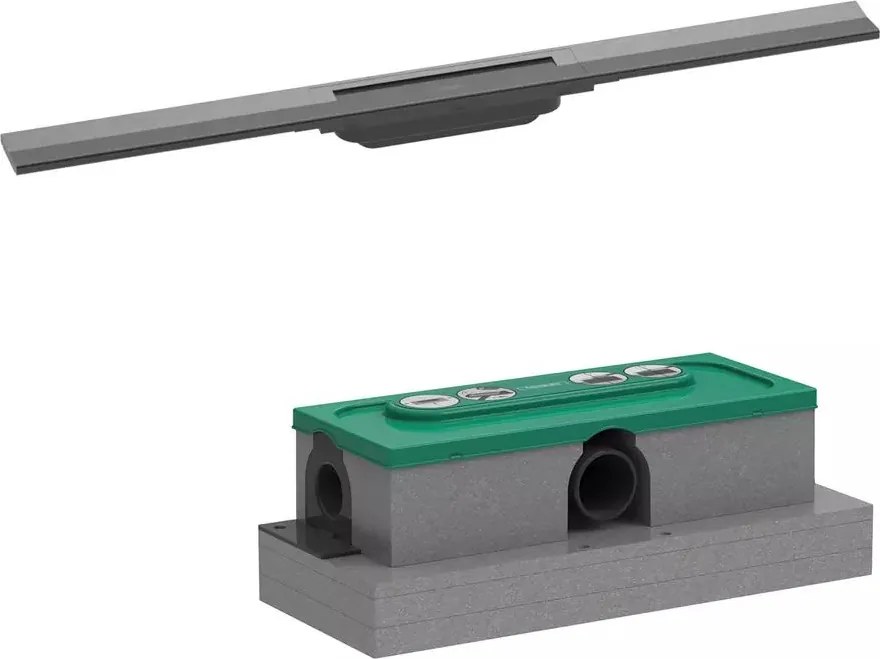 Set rigola pentru dus plus capac Hansgrohe RainDrain Flex ajustabil 80 cm negru - crom periat