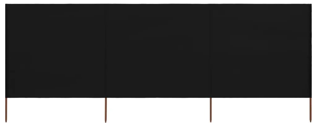 vidaXL Paravan anti-vânt cu 3 panouri, negru, 400 x 160 cm, textil