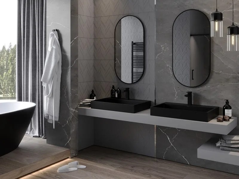 Mexen Loft oglindă de baie ovală 100 x 50 cm, ramă neagră - 9851-100-050-000-70