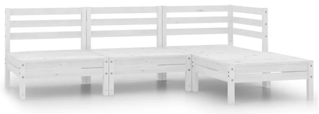 vidaXL Set mobilier de grădină, 4 piese, alb, lemn masiv de pin