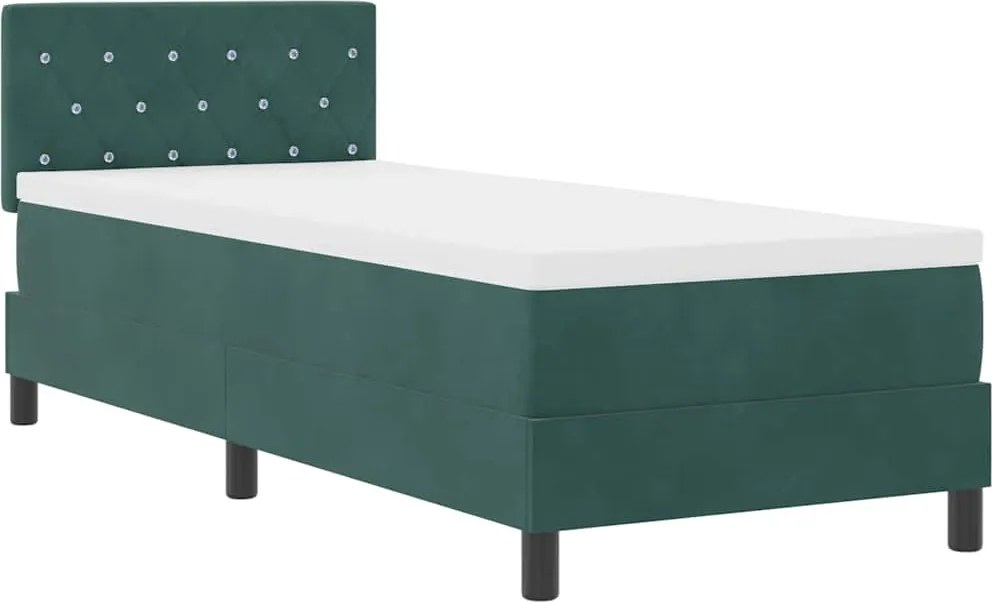 vidaXL Pat cu arc LED cu saltea Verde închis 80 x 200 cm Catifea