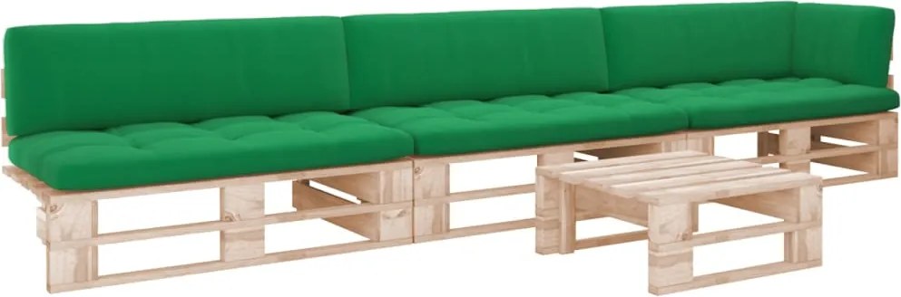vidaXL Set mobilier paleți cu perne, 4 piese, lemn de pin tratat