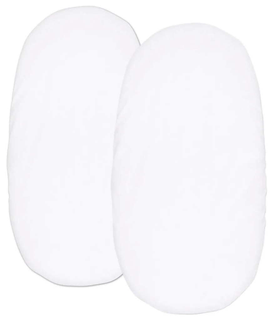 Set 2 cearceafuri din bumbac cu elastic roata pentru landou sau cosulet de rachita Kidizi Alb