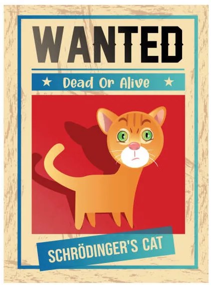 Ilustrație Schrodinger's cat and dead or alive wanted poster, drmakkoy