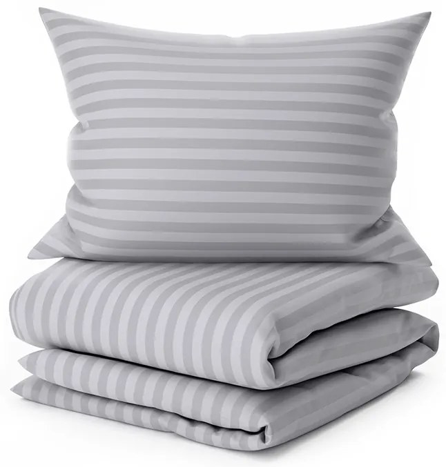 Lenjerie de pat hoteliera din microfibra JASMINE gri deschis - dunga 2 cm, buzunar hotelier Dimensiune lenjerie de pat: 70 x 90 cm | 140 x 200 cm
