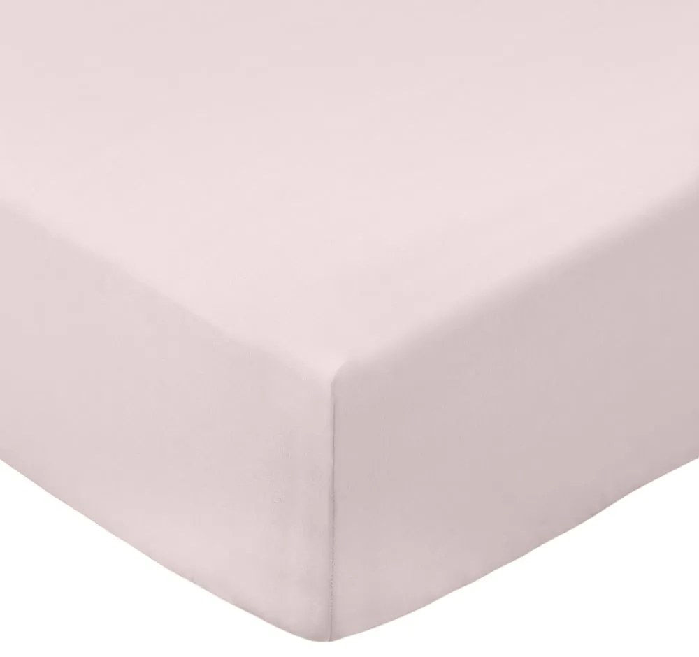Cearceaf roz din bumbac percal cu elastic 185x200 cm Cotton Percale – Bianca