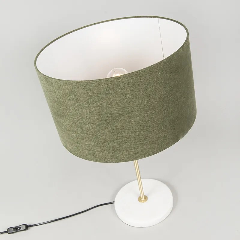Lampă de masă din alamă cu abajur verde 35 cm - Kaso