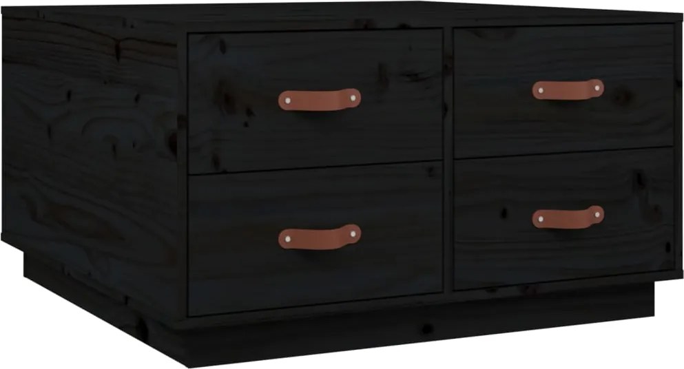 vidaXL Măsuță de cafea, negru, 80x80x45 cm, lemn masiv de pin