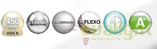 Aplica de perete LED design modern cu brat flexibil PEGASI 24103W GL