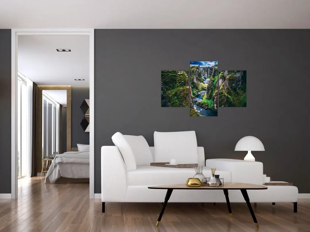 Tablou - Râu într-o vale stâncoasă (90x60 cm)