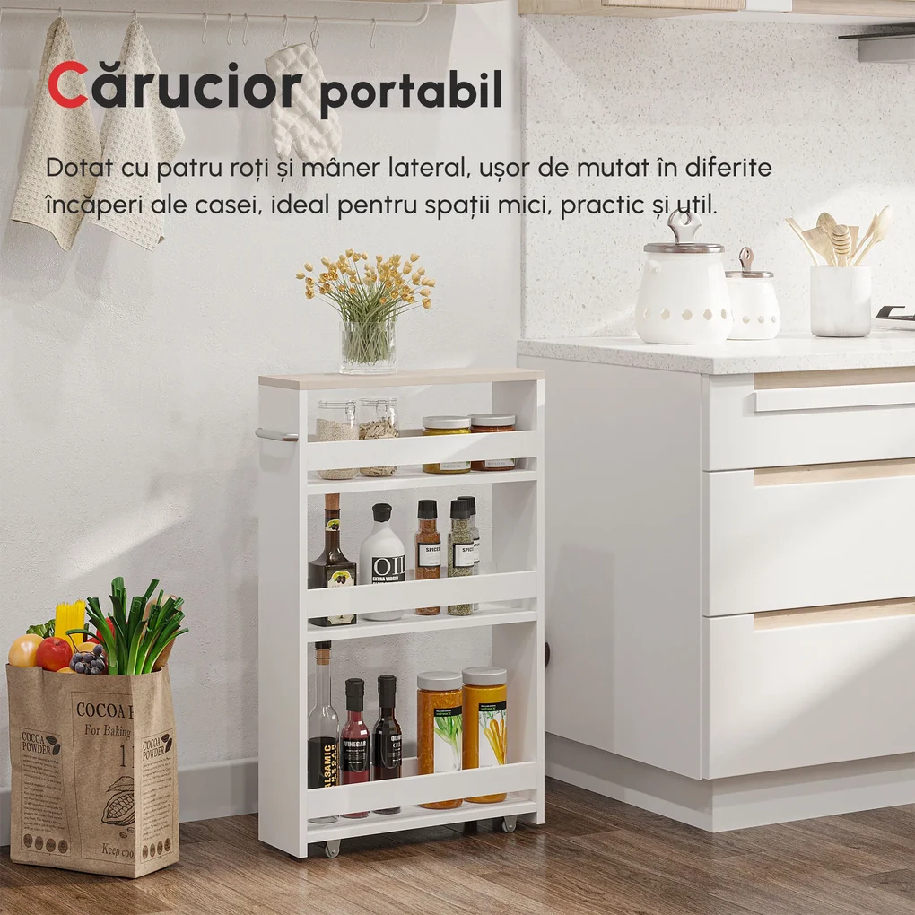 Kleankin Rafturi Baie Rezistente la Apă cu 3 Niveluri și Roți ...