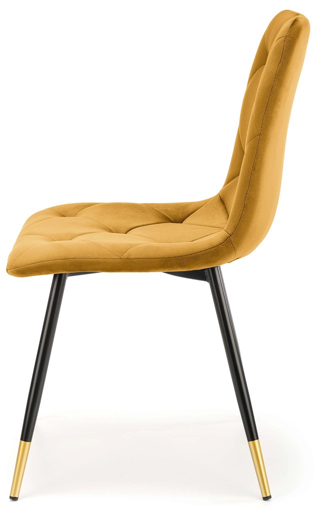 Scaun de sufragerie Kallan (muștar + negru + auriu). Promo -6%. 1039674
