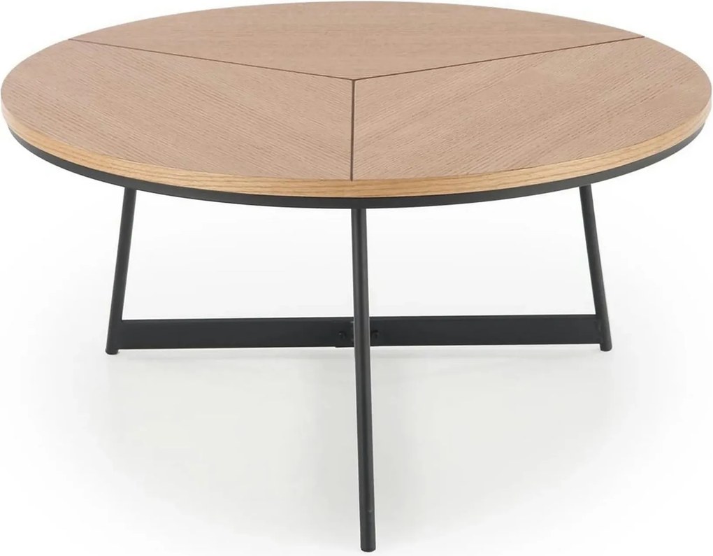 Masuta cafea KARIDA, stejar natural/negru, 80x80x41 cm