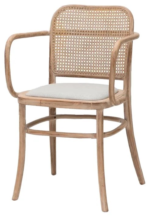 Scaun dining bej din rattan si panza Bruno