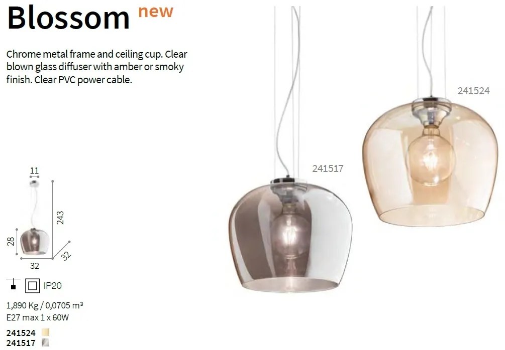 Lustra, Pendul design modern BLOSSOM SP1 FUME' 241517 IDL