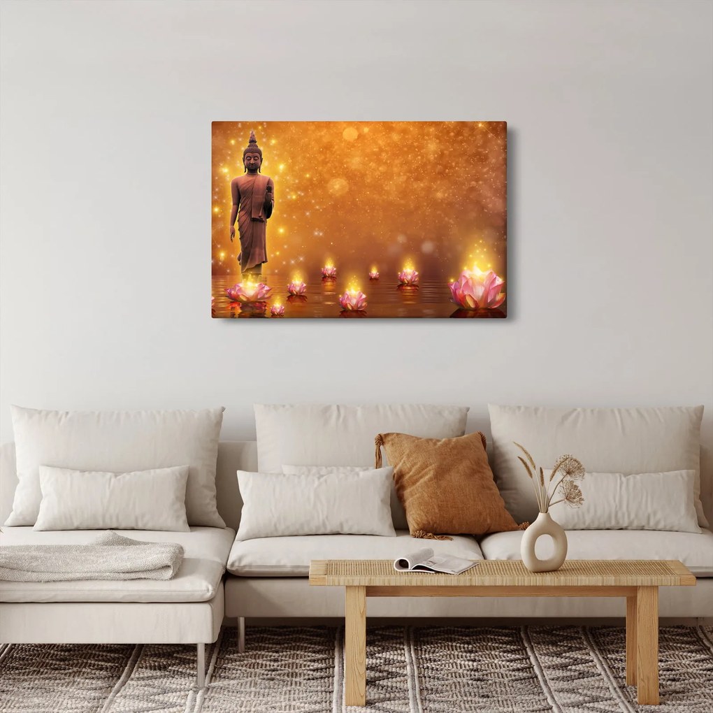 Tablou - Buddha în sclipici auriu (90x60 cm)
