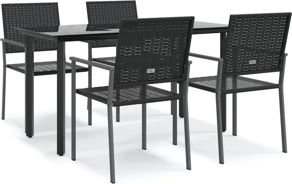 vidaXL Set mobilier de grădină, 5 piese, poliratan și oțel