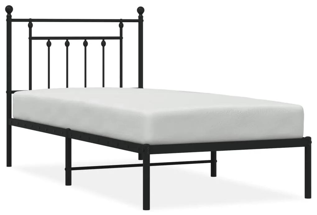 353528 vidaXL Cadru de pat metalic cu tăblie, negru, 80x200 cm