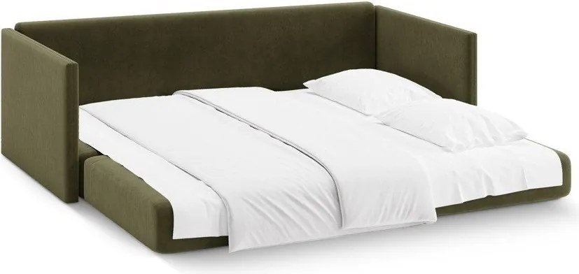 Canapea verde extensibilă cu tapițerie din catifea 209 cm Shannon – Cosmopolitan Design