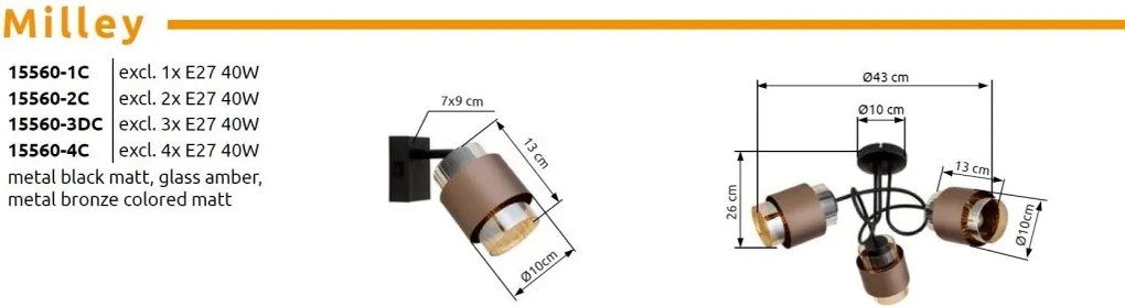 Plafoniera stil minimalist MILLEY 3L
