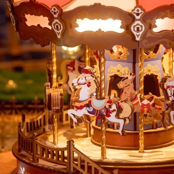 Puzzle 3D cutiuță muzicală RoboTime carusel clasic 5V