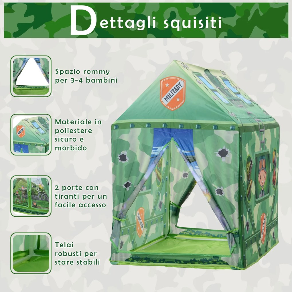 Cort de Joaca pentru Copii 3+ Ani pentru Intern si Extern Verde 93x69x103cm HOMCOM | Aosom RO