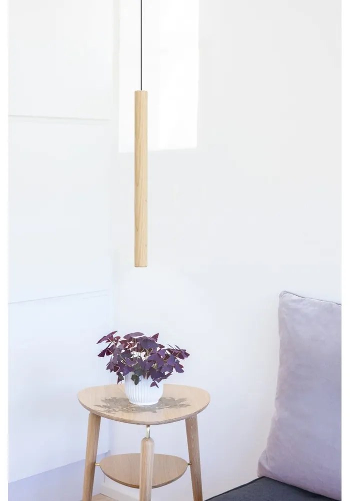 Lustră în culoare naturală LED din lemn masiv de stejar cu abajur din lemn ø 3 cm Chimes – UMAGE