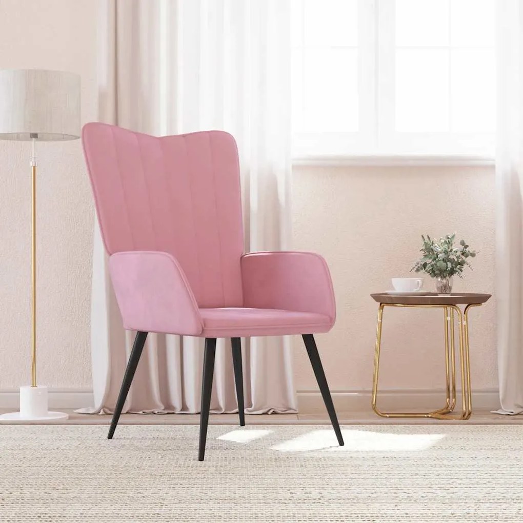 327681 vidaXL Scaun de relaxare, roz, catifea