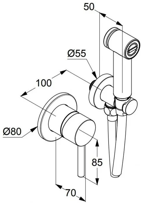 Set de dus pentru igiena intima, Kludi Bozz, baterie incastrata, para, agatatoare, furtun 125cm, alb mat, 389985376