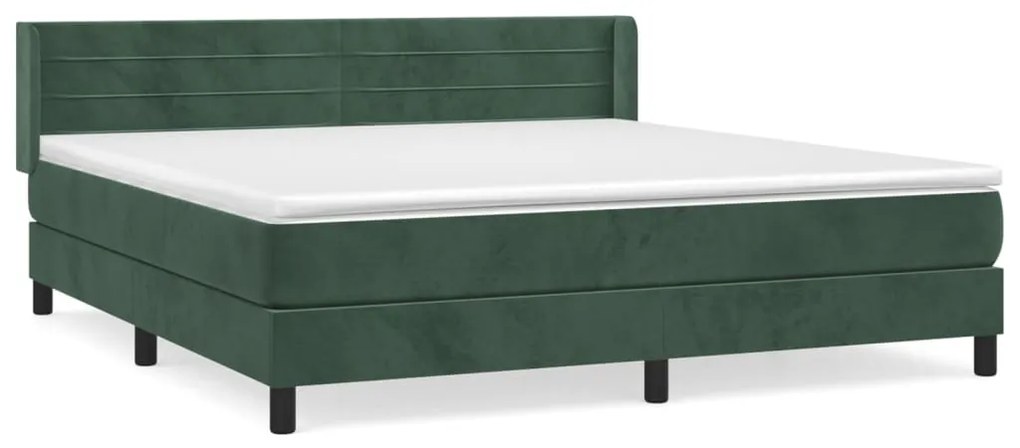 3131030 vidaXL Pat box spring cu saltea, verde închis, 160x200 cm, catifea