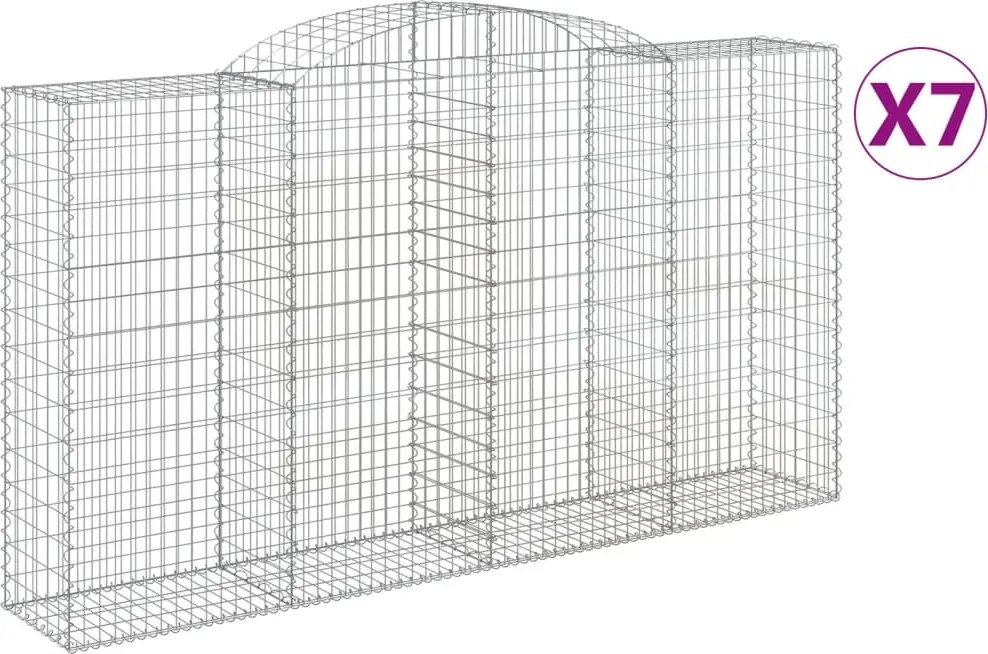 vidaXL Coșuri gabion arcuite 7 buc, 300x50x160/180 cm, fier galvanizat