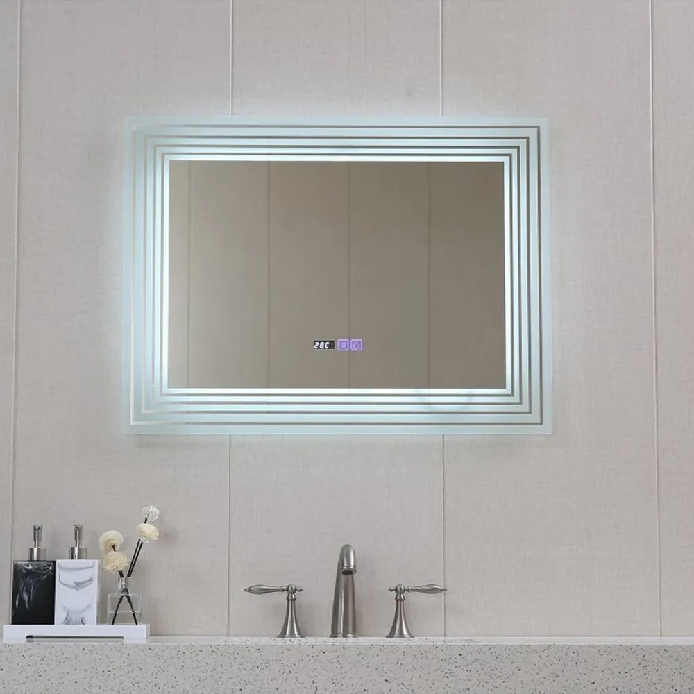 Oglinda cu iluminare si dezaburire Inter Ceramic dreptunghiulara 80x60 cm