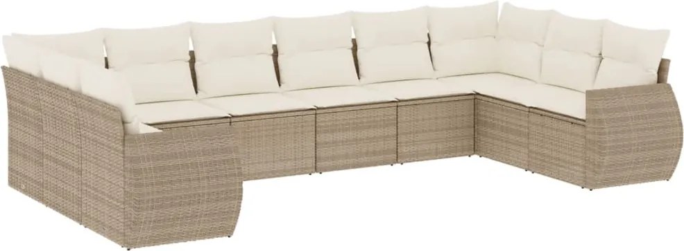 vidaXL Set canapele de grădină cu perne, 10 piese, bej, poliratan