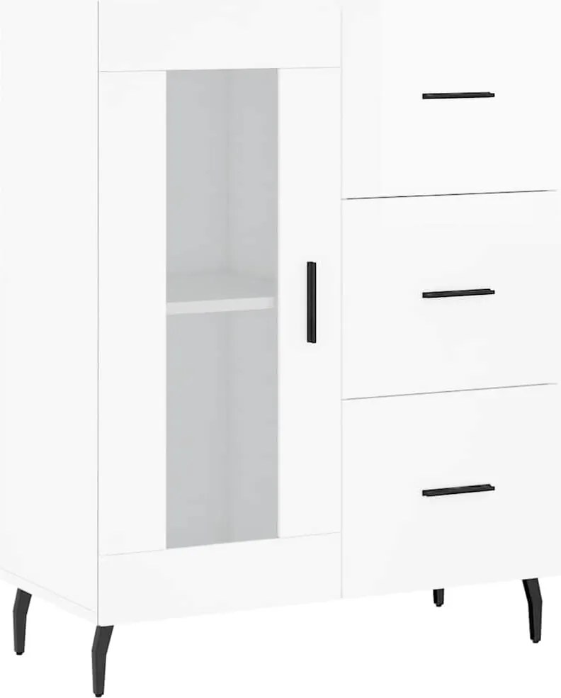 vidaXL Servantă, alb extralucios, 69,5x34x90 cm, lemn compozit