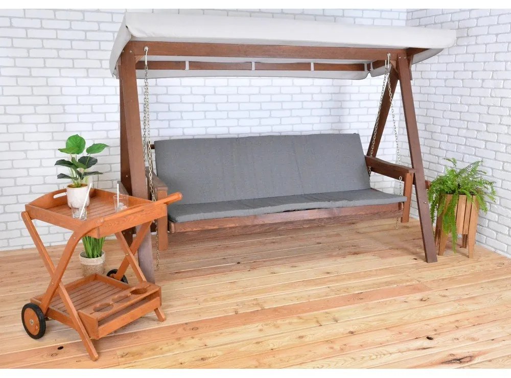 Balansoar de grădină gri/maro din lemn Adelaida – Rojaplast