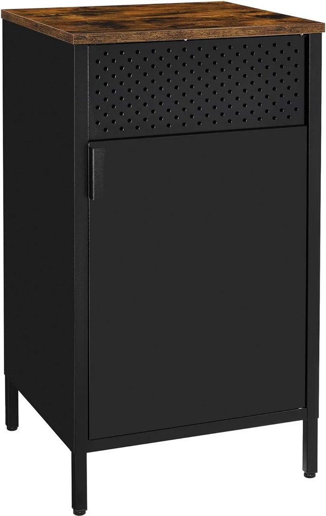Comoda cu 1 usa Industrial, Songmics, 42.5 x 40 x 76 cm, PAL/otel, negru