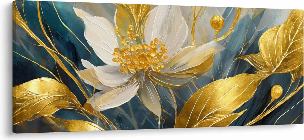 Tablou - Pictura de flori de aur (120x50 cm)