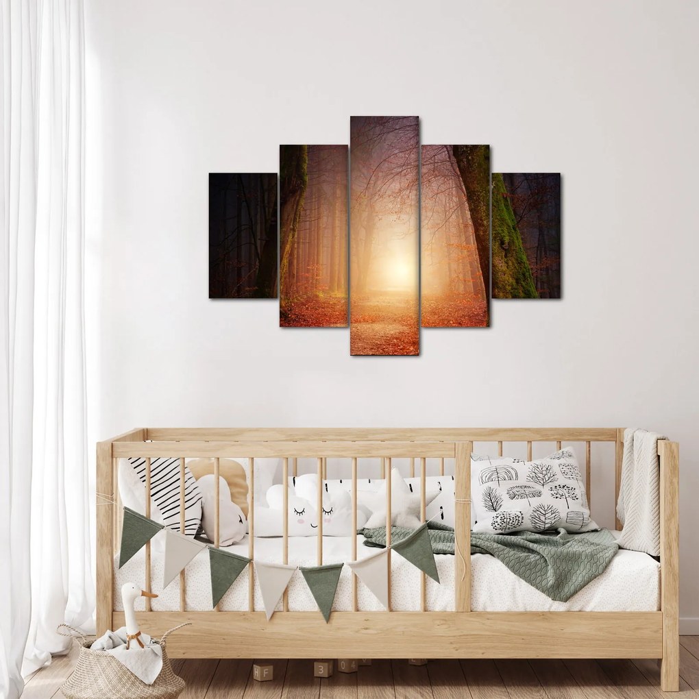 Tablou cu pădurea toamna în ceață (150x105 cm)